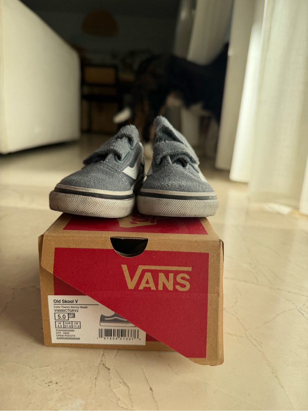 Vans Kids Gray Old Skool V Velcro Sneakers